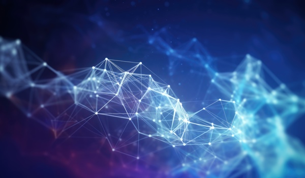 A blue graphic stock image of an online network.